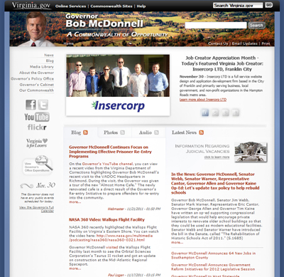 Insercorp on Governor McDonnell's Website