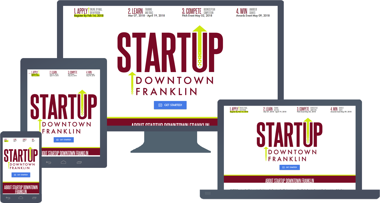 Responsive Website Design for STARTUPDowntownFranklin.com Round Two