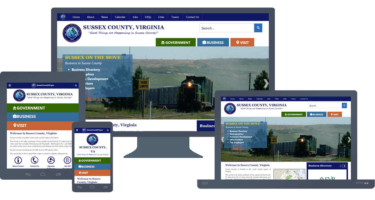 Custom Responsive Layout Design for SussexCountyVA.gov