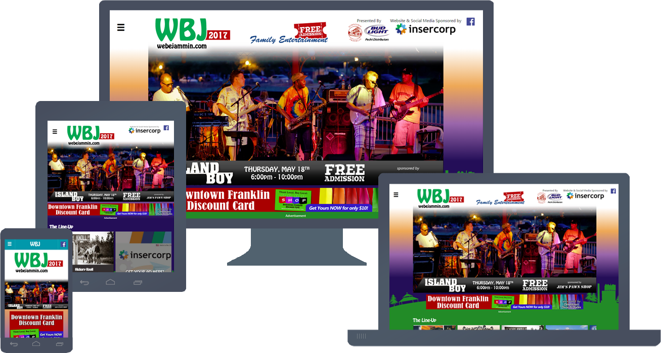 Responsive Website Design for WeBeJammin.com 2017